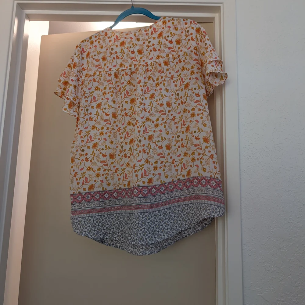 Style & Co. Floral Blouse - Orange and Red - Picture 2 of 3